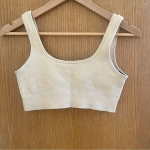 GYMPRO • Cream Ribbed Sports Bra - S